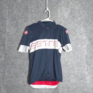 Castelli Cycling Jersey Women S Blue White Full Zip Short Sleeve Road Bike Top